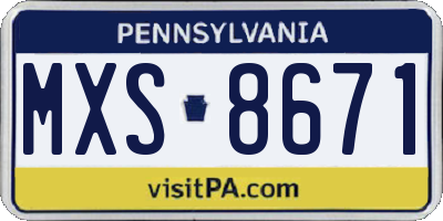 PA license plate MXS8671
