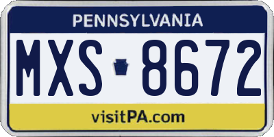 PA license plate MXS8672