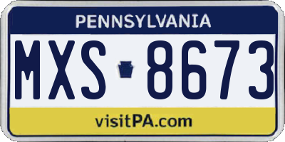 PA license plate MXS8673