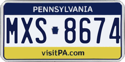 PA license plate MXS8674