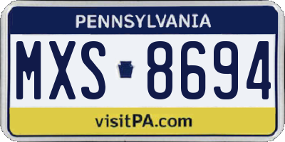 PA license plate MXS8694