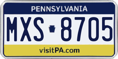 PA license plate MXS8705