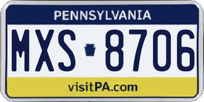 PA license plate MXS8706