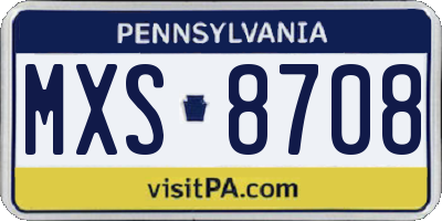 PA license plate MXS8708