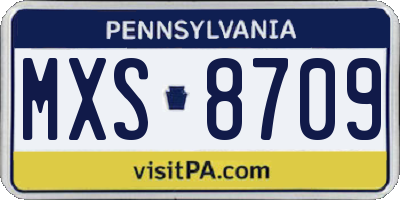 PA license plate MXS8709