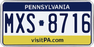 PA license plate MXS8716