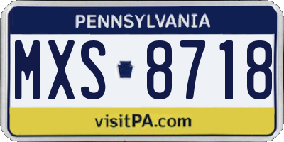 PA license plate MXS8718