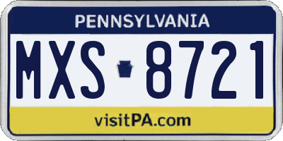 PA license plate MXS8721