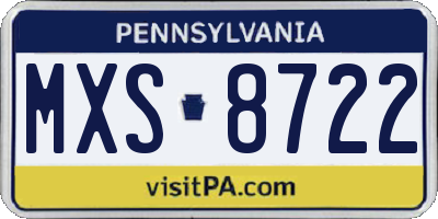 PA license plate MXS8722