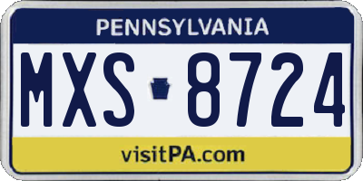 PA license plate MXS8724