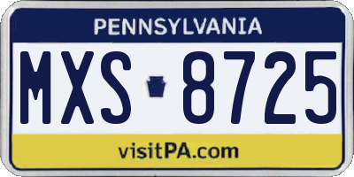 PA license plate MXS8725