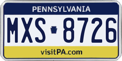 PA license plate MXS8726