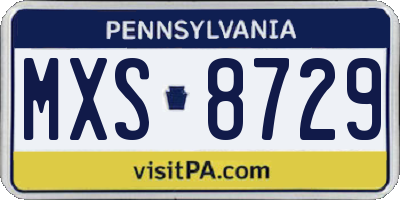 PA license plate MXS8729
