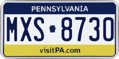 PA license plate MXS8730