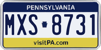 PA license plate MXS8731