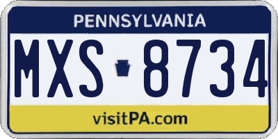PA license plate MXS8734
