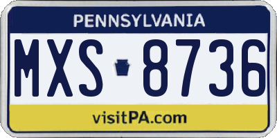PA license plate MXS8736