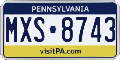 PA license plate MXS8743