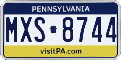 PA license plate MXS8744