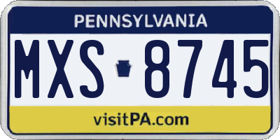 PA license plate MXS8745
