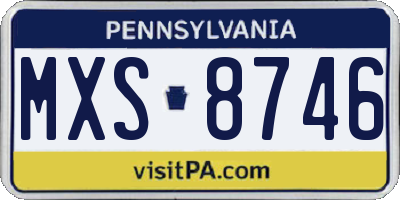 PA license plate MXS8746