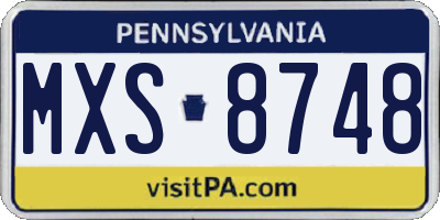 PA license plate MXS8748