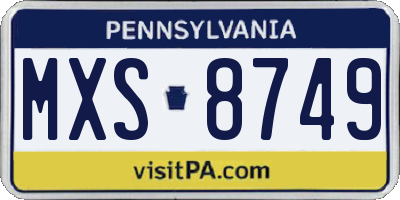 PA license plate MXS8749