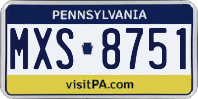 PA license plate MXS8751