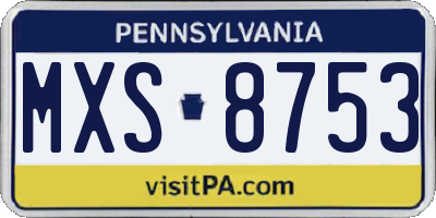 PA license plate MXS8753