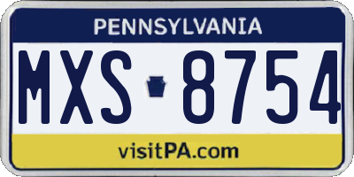 PA license plate MXS8754