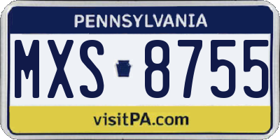 PA license plate MXS8755