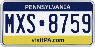 PA license plate MXS8759