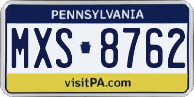 PA license plate MXS8762