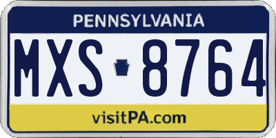 PA license plate MXS8764