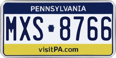 PA license plate MXS8766