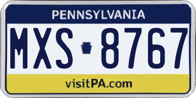 PA license plate MXS8767