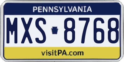 PA license plate MXS8768