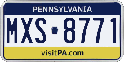 PA license plate MXS8771