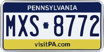 PA license plate MXS8772