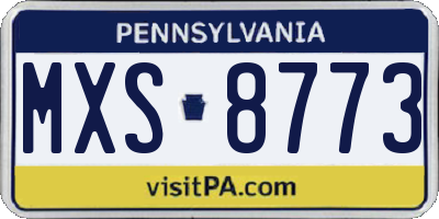 PA license plate MXS8773