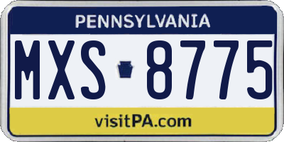 PA license plate MXS8775