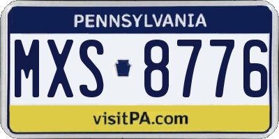 PA license plate MXS8776