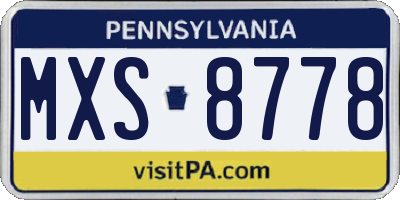 PA license plate MXS8778