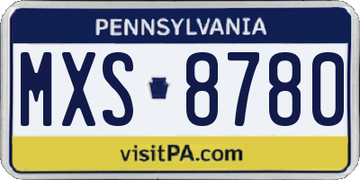 PA license plate MXS8780