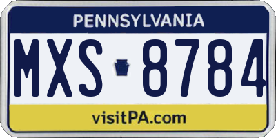 PA license plate MXS8784