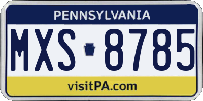 PA license plate MXS8785