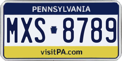 PA license plate MXS8789
