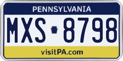 PA license plate MXS8798