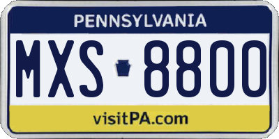 PA license plate MXS8800