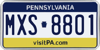 PA license plate MXS8801